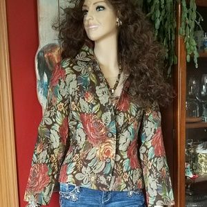 COLDWATER CREEK Floral Tapestry Blazer EUC